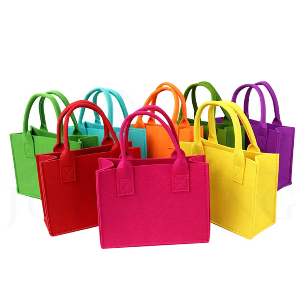 Wholesale 100pcs/lot Hot Sell Large Capacity Customize Logo Size Felt Reusable Tote Shopping Bags for Wedding Party Packaging