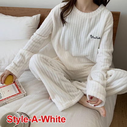 Winter Women's New Pajamas Homewear Suit Women's Fall and Winter Warm Clothes Coral Velvet Leisure Pajamas Padded Homewear