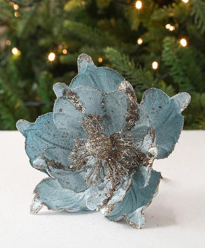 Gold Simulation Christmas Flower Christmas Tree Decorative Flower 20cm Sequin Velvet Ecoration