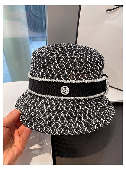 Chapéu de Pescador Vazado Respirável Coreano, Chapéu Tipo Bacia Personalizado, Chapéu Bucket Diamantado da Moda para Passeios de Verão Femininos