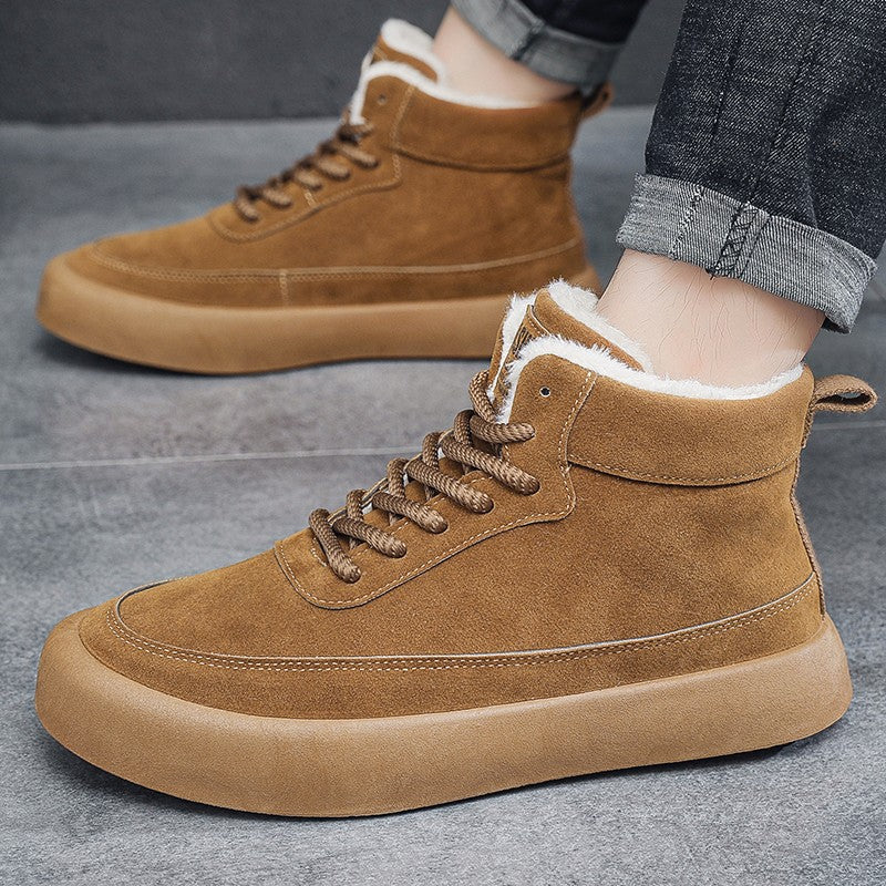 The 2025 new winter high-top plush thick men's snow boots are fashionable, casual and warm men's cotton shoes and boots