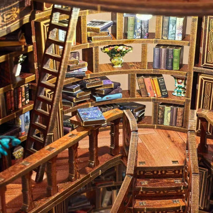 3D Retrô Sonhador Sala de Livros DIY Casas de Madeira em Miniatura Kits Decoração de Mesa para Adultos Presentes de Natal Artesanais
