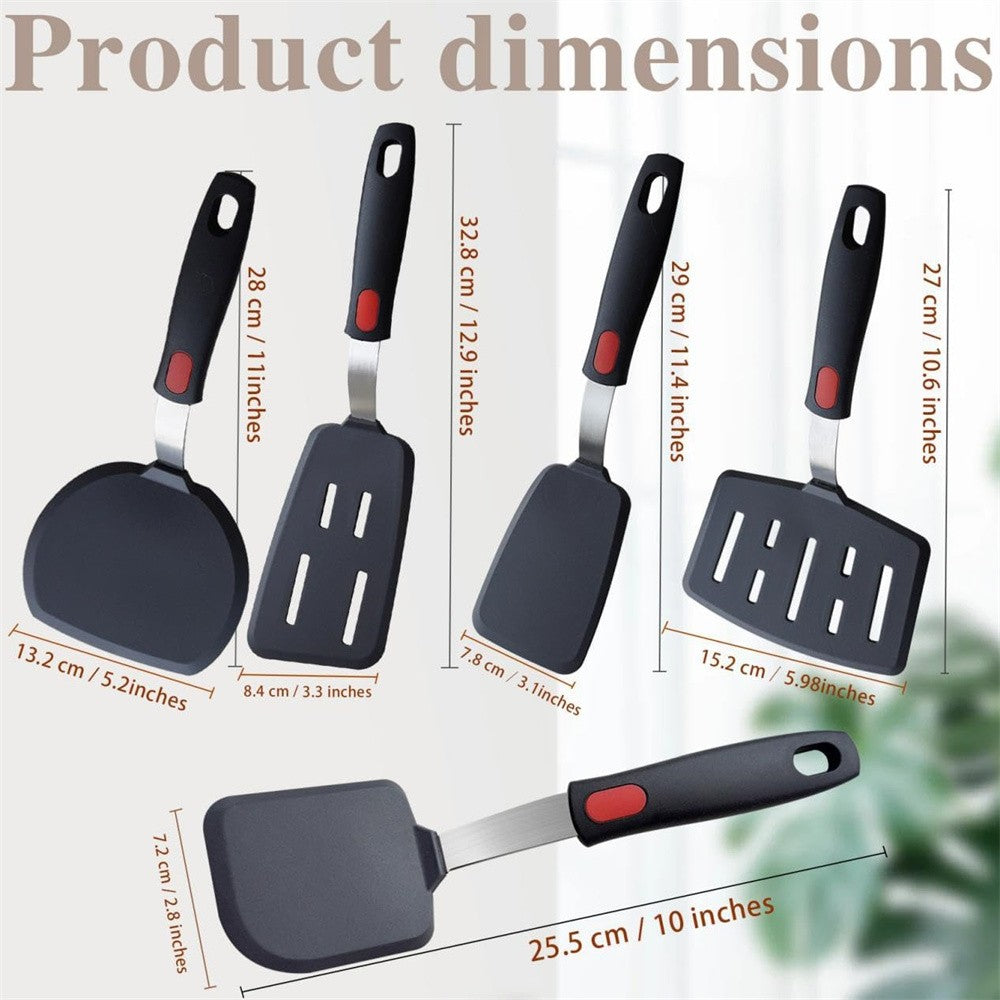 Espátula de Silicone para Panelas Antiaderentes Resistente a Altas Temperaturas, Espátula de Aço Inoxidável de Alta Qualidade para Fritar e Mexer, Utensílios de Cozinha