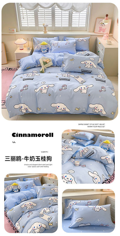 New Sanrio Hello Kitty Bedding Set Cotton Kuromi Melody Bedding Double Pillowcase Bed Linens Girl Dorm Bedclothes Home Textile
