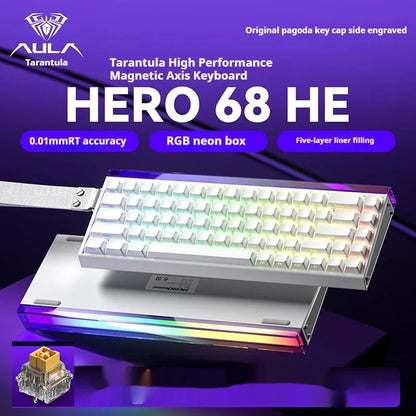 AULA Hero 68HE Magnetic Keyboard RGB Light Wired Hot Swap Esports 8K Gaming Hero68 Mechanical Keyboard Low delay PC Accessories