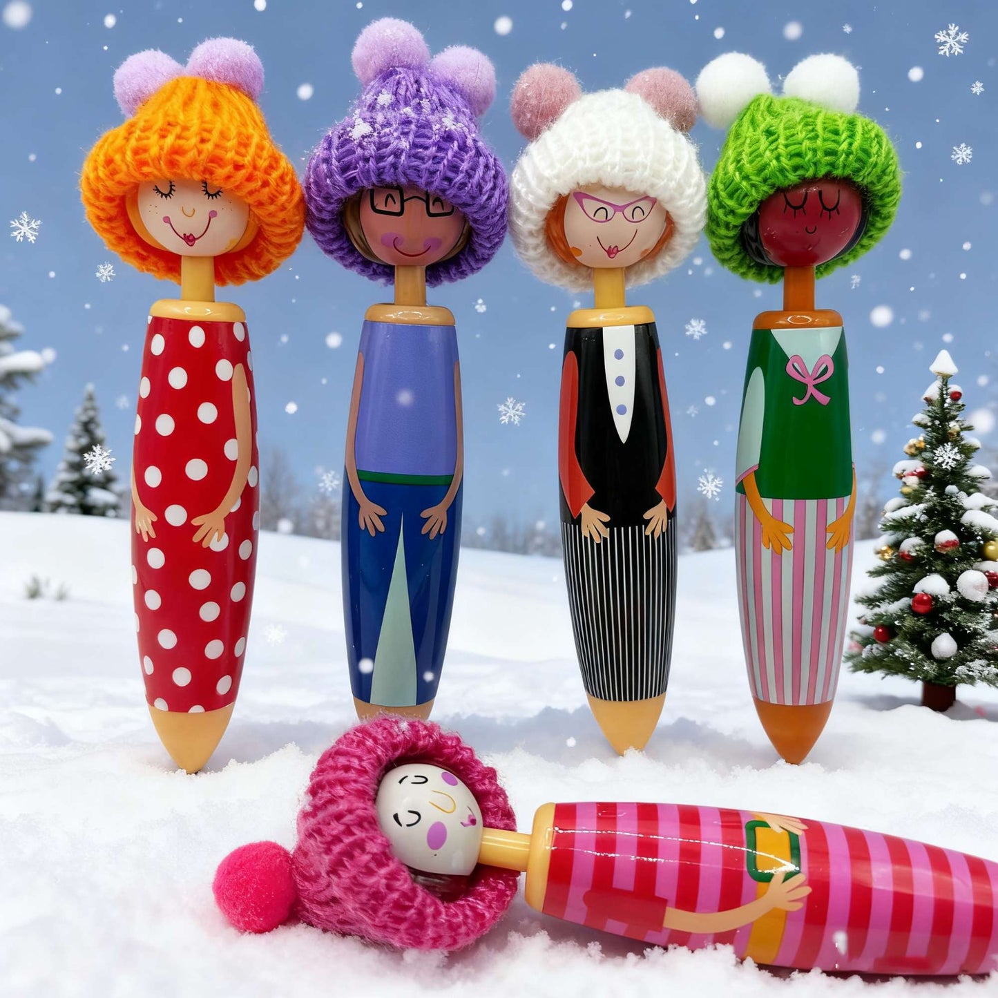 Christmas Doll Ballpoint Pen, Cute Cartoon Gel Pen 0.5mm Blue Ink, Suitable for Business Home or Office Supplies.