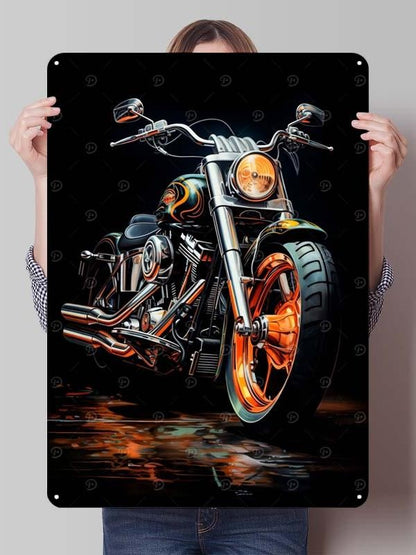 Letreiro de Flandres H-Harley Pôster de Motocicleta Decoração Estética de Quarto Masculino Placas de Metal Personalizadas para Garagem Decoração de Parede Retrô para Casa