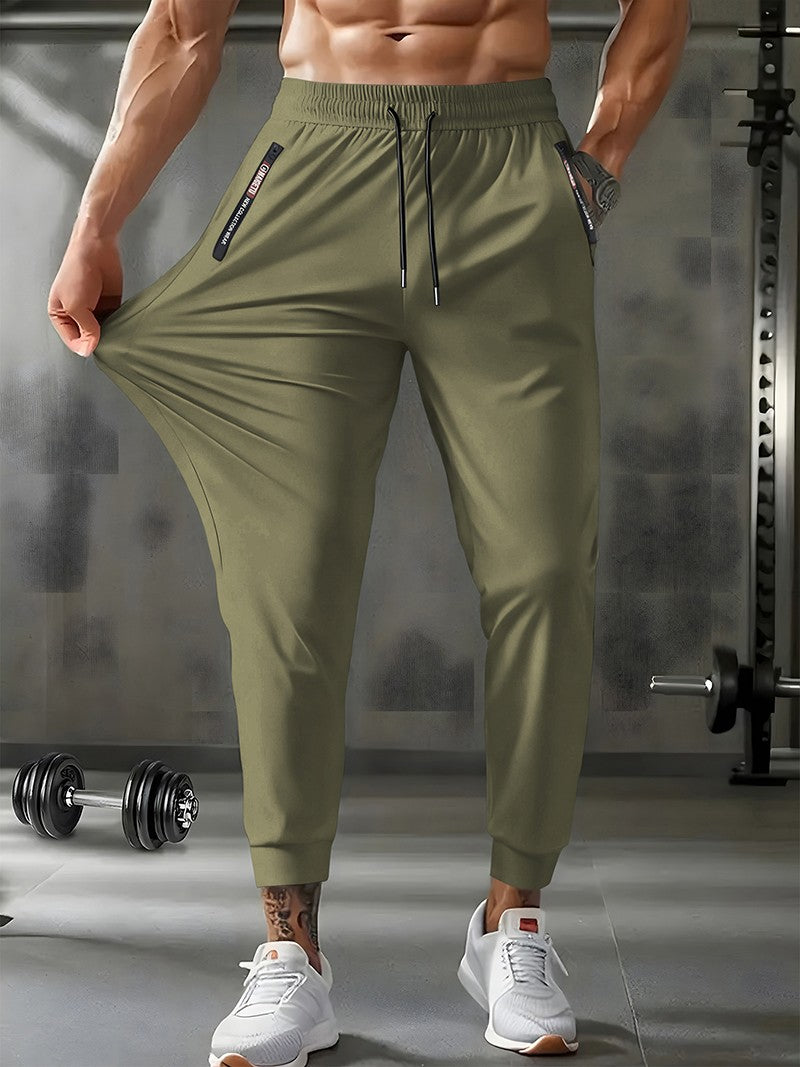 Men's Athletic Stretchy Quick Dry Pants with Zipper Pockets Lightweight Sweatpants for Outdoor Hiking Fishing Running Workout