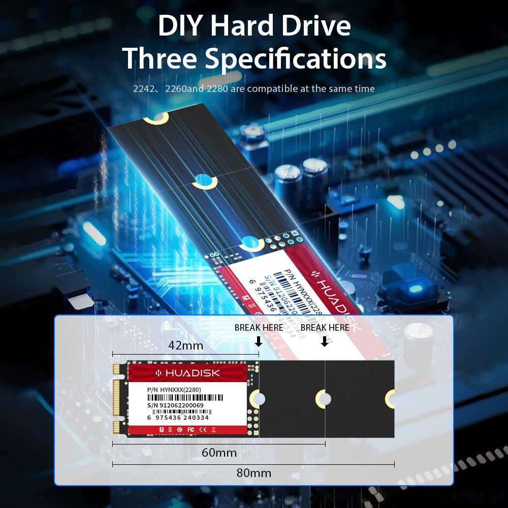 HUADISK SSD M.2 SATA 2280 2260 2242 NGFF Drive de Estado Sólido 128gb 256gb 512gb 1tb HD Interno SATA3 para Desktop Laptop Notebook
