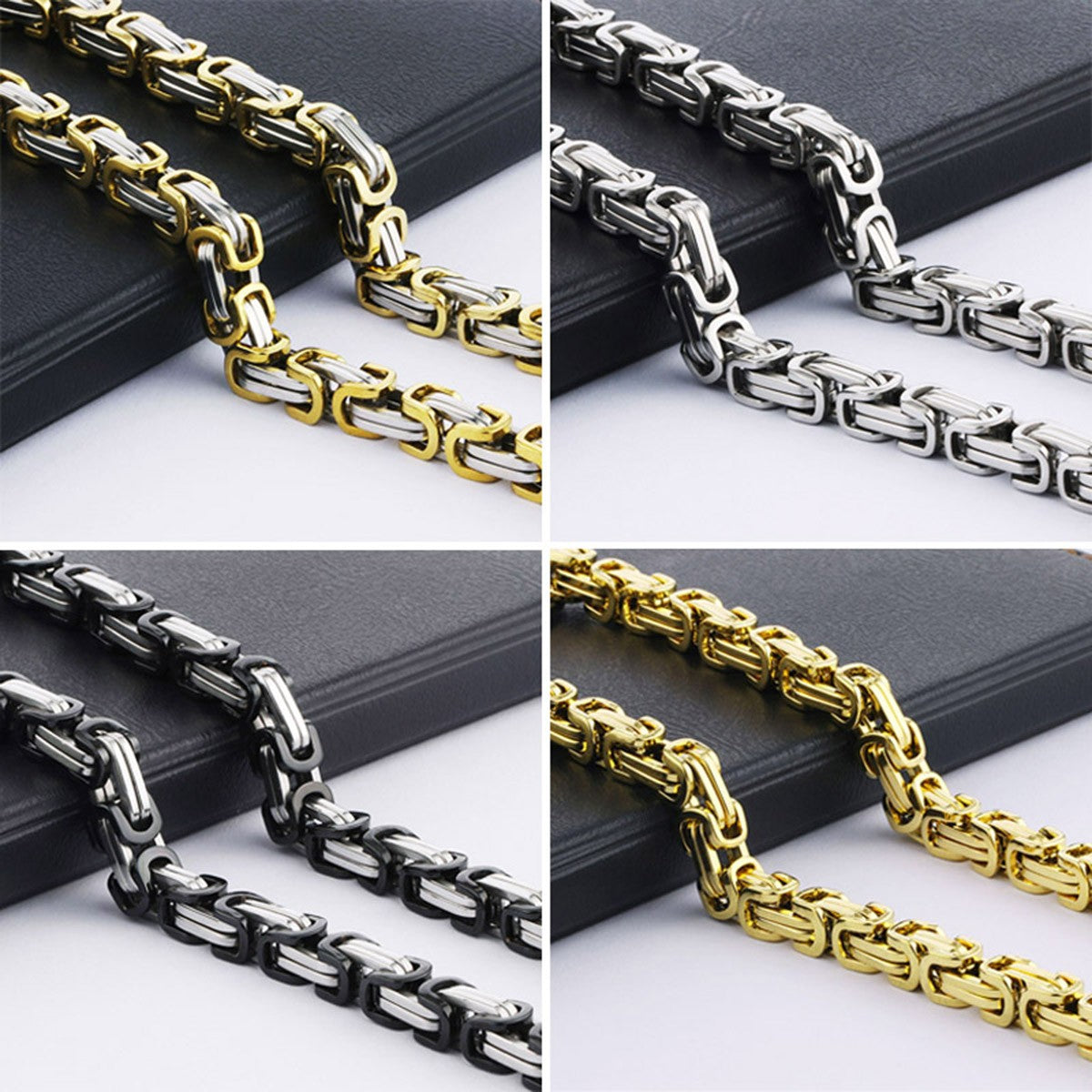 Colares de Corrente Longa Bizantinos Pesados Aço Inoxidável Elo Forte Grosso Corrente Colar Hip Hop Punk Joias Masculinas para Homens Rapper