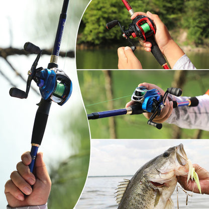 Sougayilang 1.8-2.4m Fibra de Carbono Vara de Pesca Telescópica e Molinete Combo de Alta Qualidade Vara de Pesca de Arremesso 18+1BB Conjunto de Pesca com Molinete
