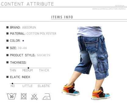 ABOORUN Mens Plus Size Loose Baggy Denim Shorts Fashion Streetwear Hip Hop Skateboard Cargo Jeans Short for Male R1402