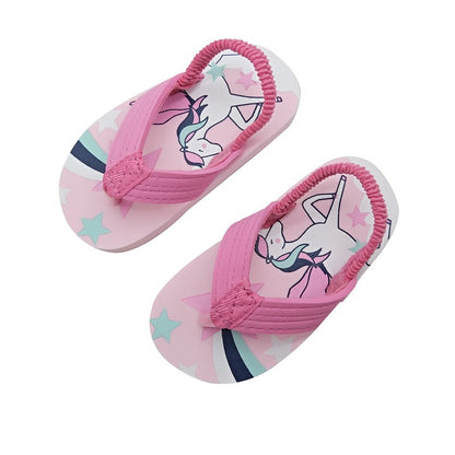 2025 Summer Children Cute Cartoon Animal Slippers Beach Shoes Kids Flip Flops Elastic Band Anti-slip Sandals Boys Girls Slippers