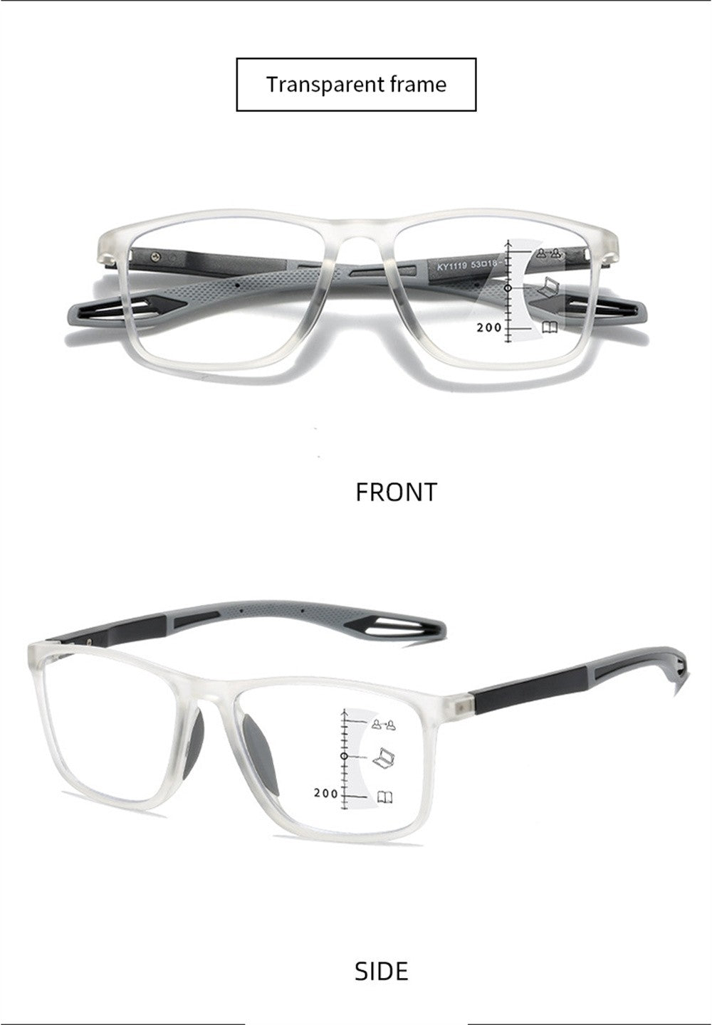 TR90 Anti-blue Light Multifocal Reading Glasses Men Women Progressive Near Far Eyewear Ultralight Sports Farsight Eyeglasses