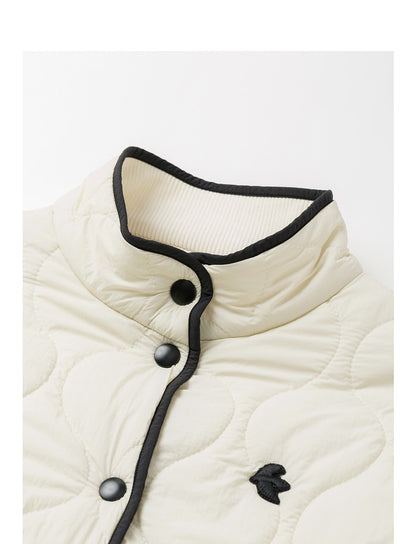 TOYOUTH Women Thick Cotton Coat 2024 Winter Long Sleeve Lapel Collar Contrasting Color Splicing Elegant Outwear Jacket Coat