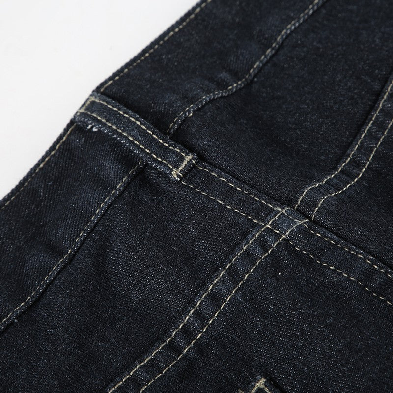 Women's Slim Fit Flared Jeans Y2K Vintage Low Rise Stretch Denim Pants with Embroidery Distressed Style for Everyday Outfits