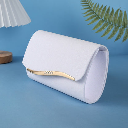 Fashionable Japanese and Korean style ladies' metal-edged elegant evening bag with glitter material high-end single-shoulder cr