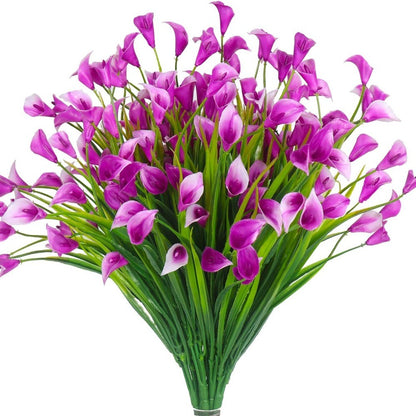 1/2/5Pcss 33cm Artificial Calla Lily Bouquet Plastic UV Protection Calla Lily Artificial Flowers Fake Plant Home Room Decor