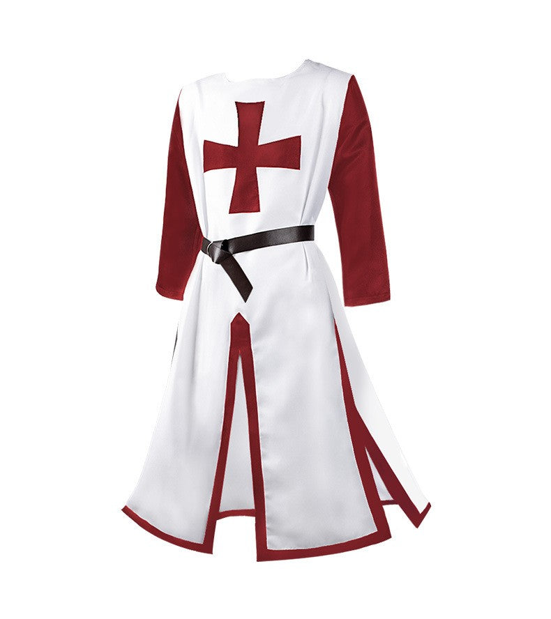 2025 Euro-American Halloween Medieval Knights Templar Cos Robe with Belt with Men & Women,Ball Party Performance Costume Unisex
