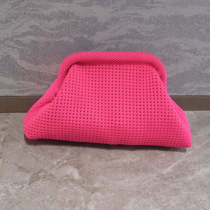 Summer Beach Clutch Bag Solid Color Small Crochet Handbag Knitting Dumpling Clutch for Women Casual Hollow Out Pouch