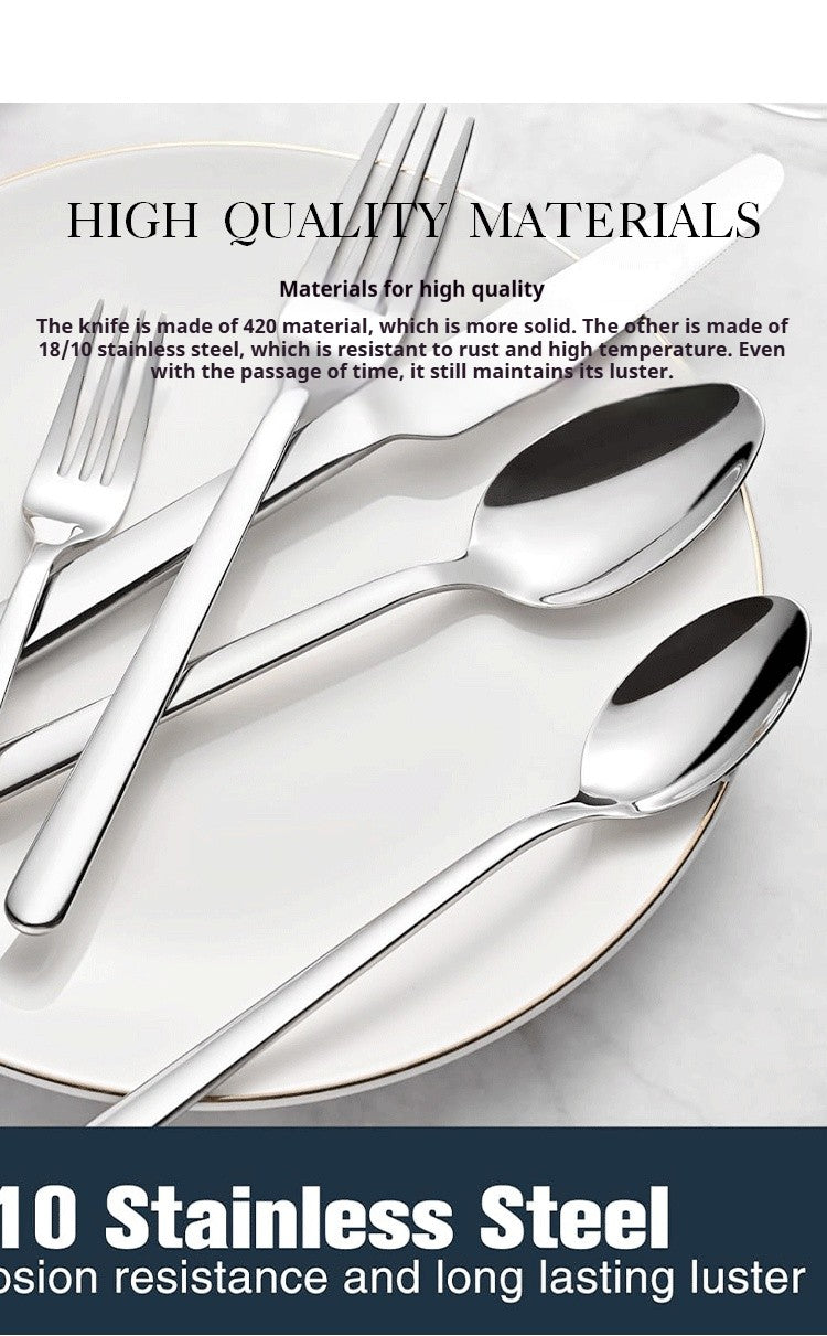 5PCS premium quality 420 and 18-10 Stainless steel Dinnerware Set cutlery set steak knife and fork dessert fork and spoon