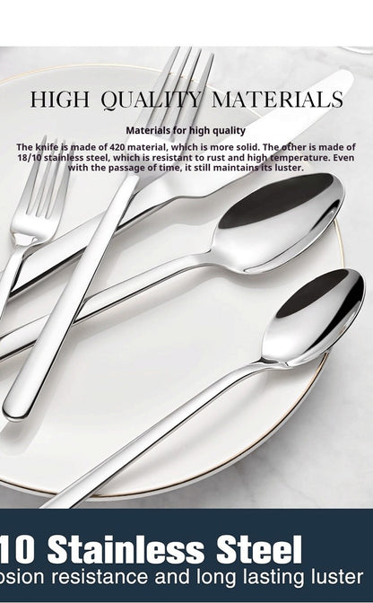 5PCS premium quality 420 and 18-10 Stainless steel Dinnerware Set cutlery set steak knife and fork dessert fork and spoon