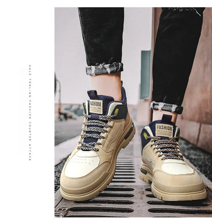 Tênis Masculino Casual de Outono Vulcanizado, Tênis Esportivo Masculino para Caminhada, Tênis Masculino para Área Externa, Tênis Masculino com Sola Macia para Caminhada
