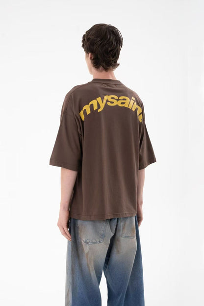 Y2K retro punk street English logo print design fashionable couple casual short sleeved hip hop gothic Harajuku loose shirt