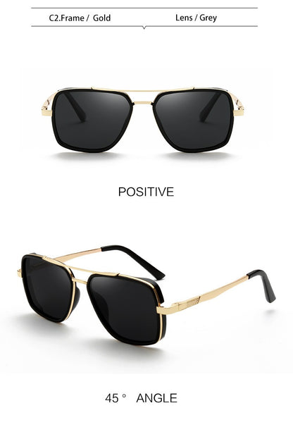 MIZHO Brand Tony Stark Iron Man Sunglasses For Men Driving Fashion COOL High Quality Driving Polarized Sun Glasses UV Protection