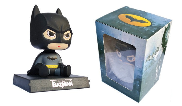 Versão Q do Boneco Batman Toy Figures Desenho Animado Bobble Head Enfeites de Carro Os Vingadores da Marvel Boneco do Capitão América Homem-Aranha