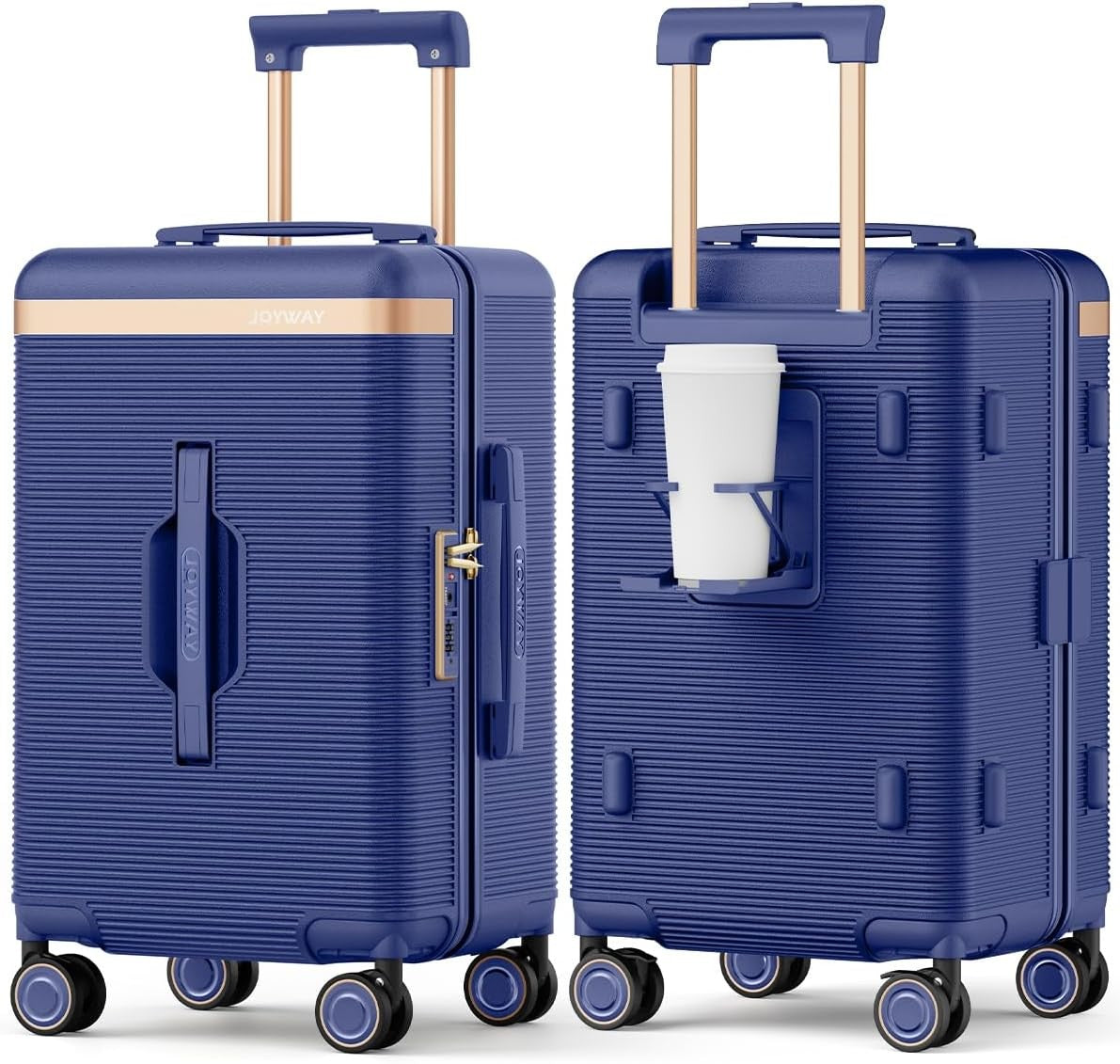 Mala de Viagem Curta Joyway 22 polegadas Leve, Fina e Durável com Porta-Copos, Cadeado TSA, Rodas Giratórias