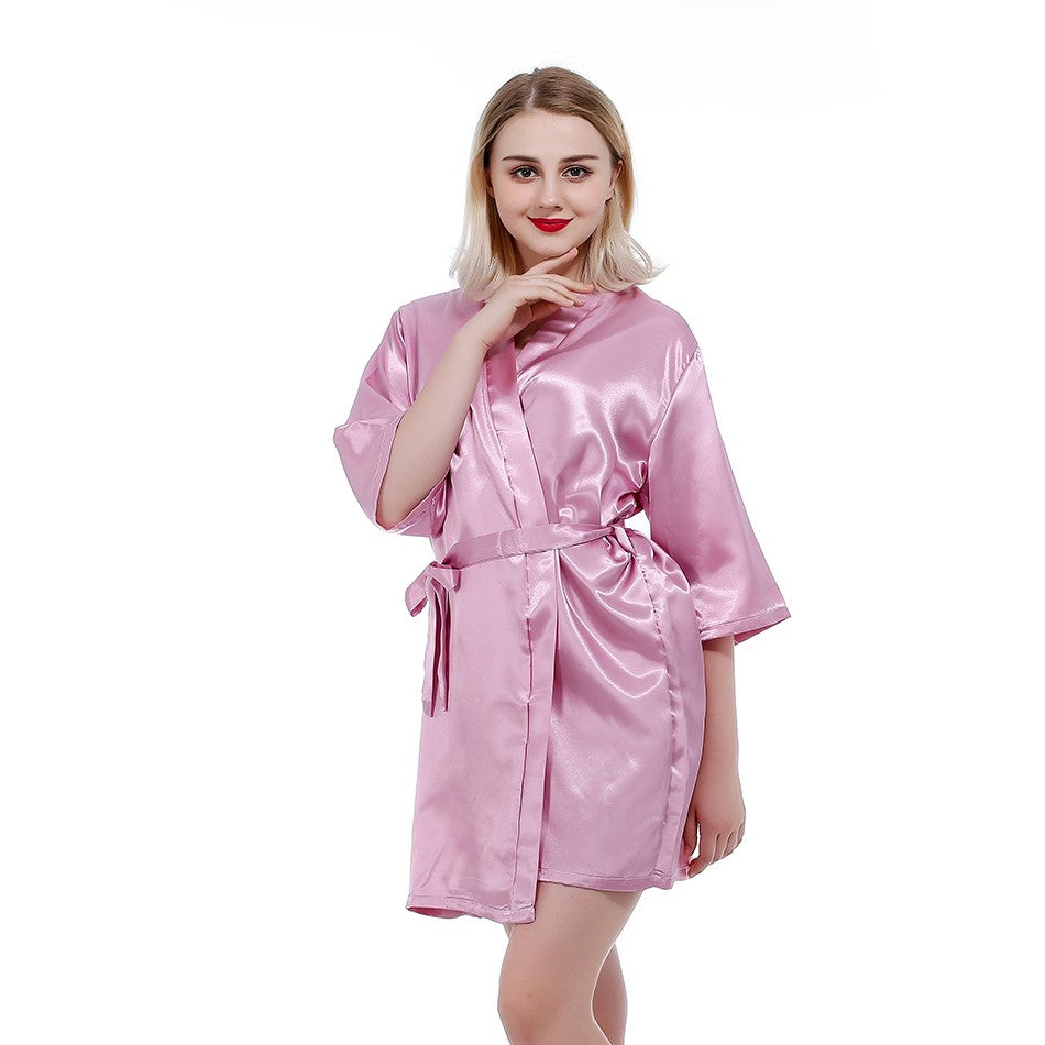 RB030 Sexy Large Size Sexy Satin Night Robe Lace Bathrobe Perfect Wedding Bride Bridesmaid Robes Dressing Gown For Women