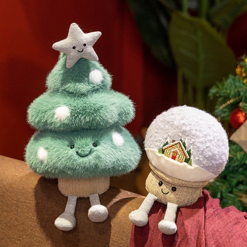 Cute Christmas Series Plush Toy Stuffed Soft Christmas Tree,Snow Globe, Apple Soft Doll Kids Christmas Gift Home Decoration