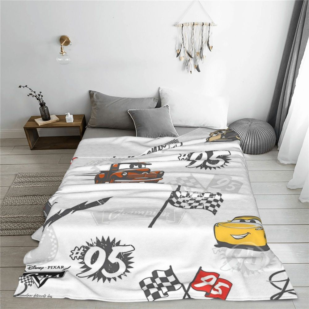 Cars Lightning McQueen 95 Flannel Blanket Life Is A Highway Super Warm Throw Blanket for Couch Bed Picnic Bedspread Sofa Bed