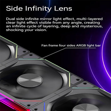 TEUCER JM-5 Case Fan 120mm 5V 3Pin ARGB Mirror Light Effect Cooling Fan PWM 800 to 2000RPM CD Texture Water Cooling Radiator Fan