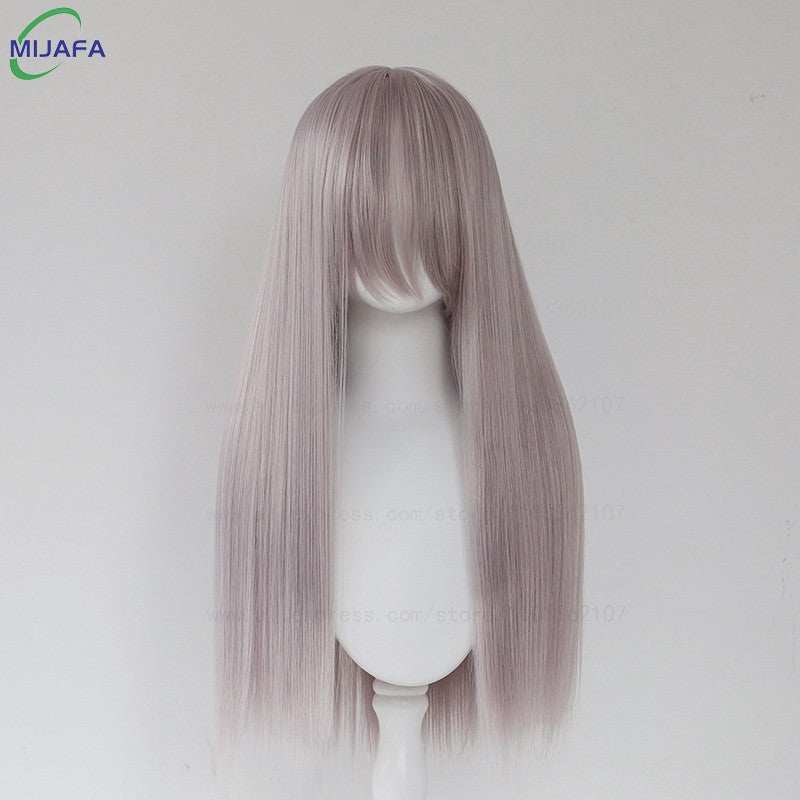 Peruca de Cosplay Longa e Lisa de Altíssima Qualidade, 400g, 48 Cores, 60cm, com Franja, Resistente ao Calor, Perucas Anime + Touca de Peruca