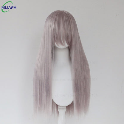 Peruca de Cosplay Longa e Lisa de Altíssima Qualidade, 400g, 48 Cores, 60cm, com Franja, Resistente ao Calor, Perucas Anime + Touca de Peruca