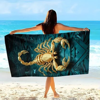 Golden Scorpion Beach Towel: A Striking Accessory for Your Next Beach Adventure! Suitable for towels, bath towels, beach towels