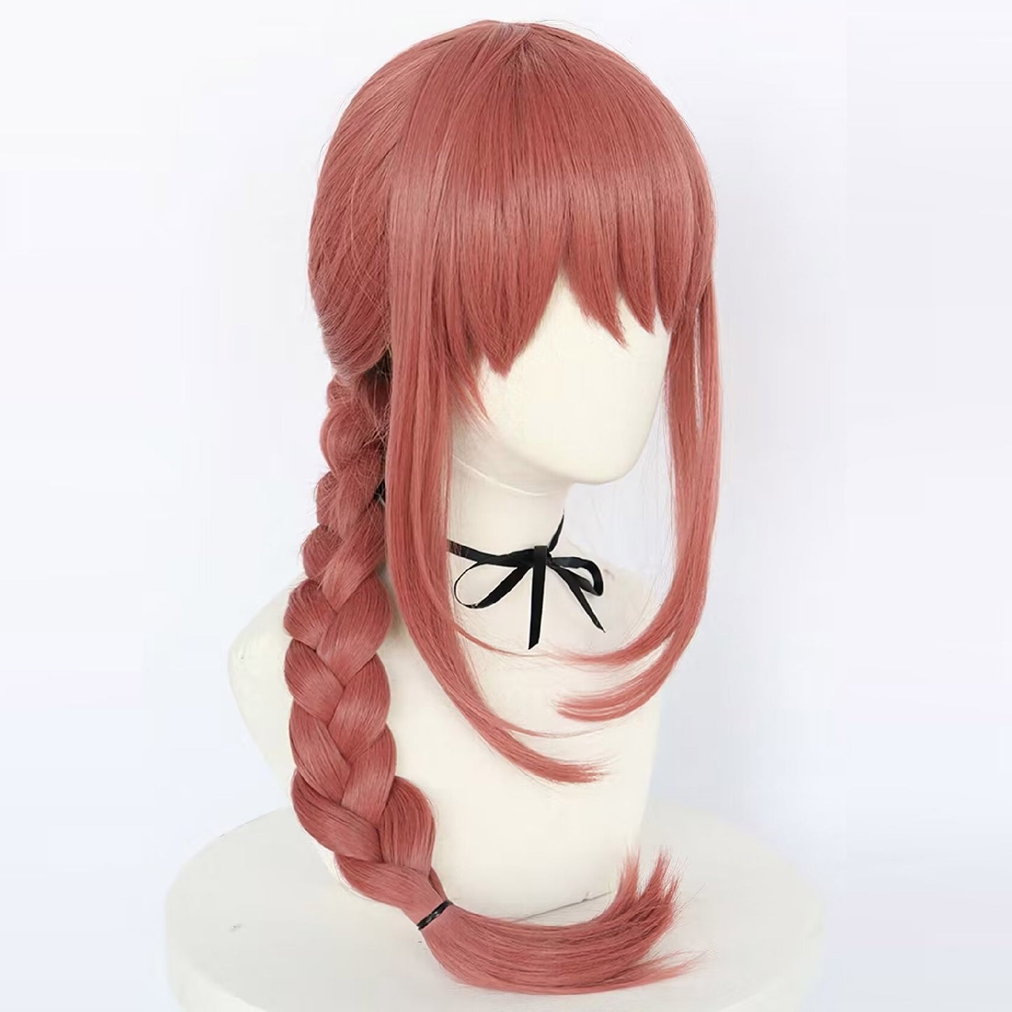 Chainsaw Man Synthetic Long Pink Red Braid Anime Bang Braided Makima Cosplay Wig for Halloween Christmas School Thanksgiving Day