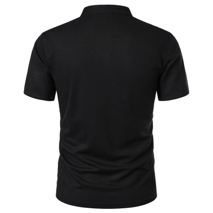Men's short-sleeved stand-up collar top casual fashion daily solid color short-sleeved stand-up collar T-shirt casual top