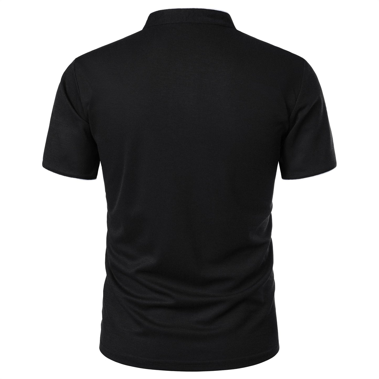 Men's short-sleeved stand-up collar top casual fashion daily solid color short-sleeved stand-up collar T-shirt casual top