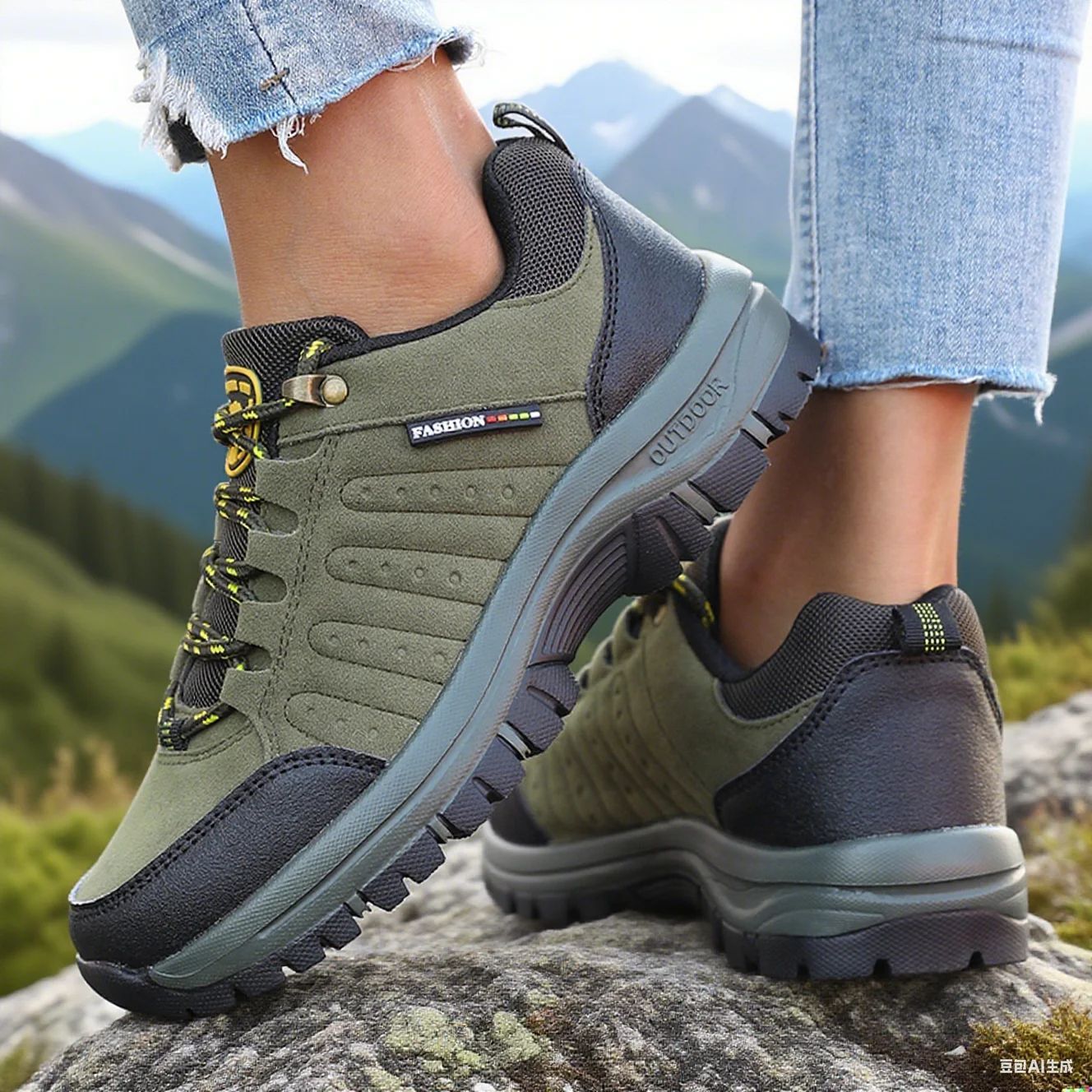 Women's Anti Slip Hiking Shoe Retro Wedge-shaped Platform Outdoor Sneakers Comfortable Breathable Camping Hiking Shoes for Women