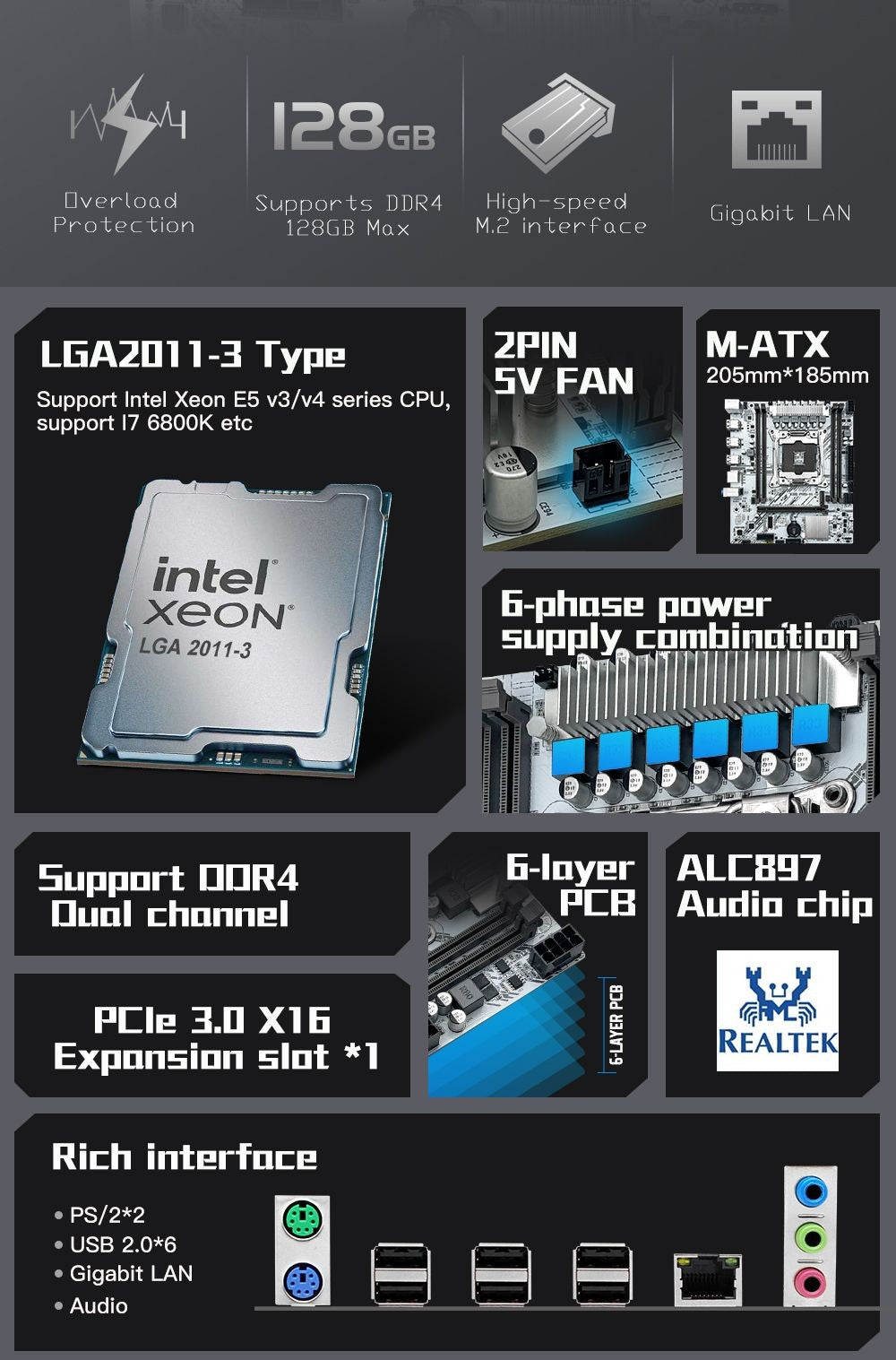 MACHINIST X99 Motherboard kit set Intel Xeon E5 2650 V4 LGA 2011-3 CPU DDR4 8GB*2pcs NVME m.2 White X99 PR9-H Optional combo