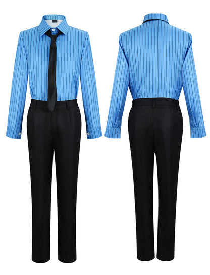 Anime One Sanji Piece Cosplay Costume Blue Yellow Shirt Suit Uniforms Full Set Halloween Party Role Play Outfit for Adult Men