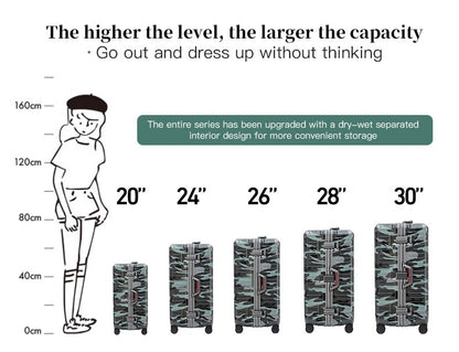 Suitcase Wide Handle Travel Suitcase Men 20 24 26 Carry-On Luggage Women PC Aluminum Frame Trolley Case