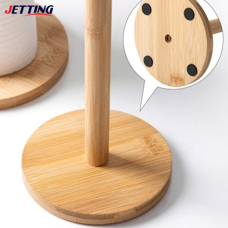 Kitchen Wooden Roll Paper Towel Holder Bathroom Tissue Vertical Stand Disposable Paper Pot Kitchen Toilet Storage Accessories