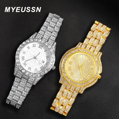 Popular Iced Out Watch Men Luxury Full Diamond Women Watches CZ Quartz Men's Watch Waterproof Hip Hop Male Clock Gift Jewelry