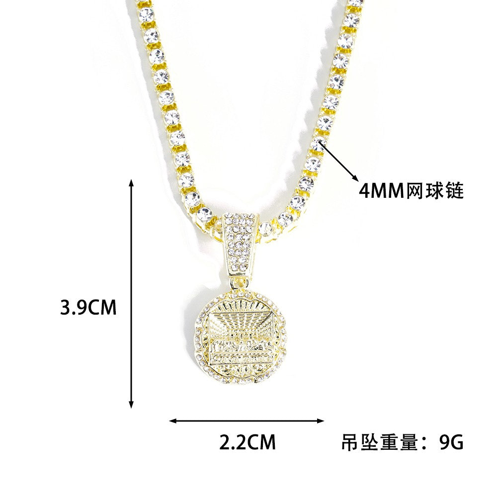 Colar Pingente Última Ceia Delicado Brilhante Joias Masculinas Combinando Corrente Tênis Iced Out 4mm Moda Masculina Estilo Hip Hop Presente Feminino