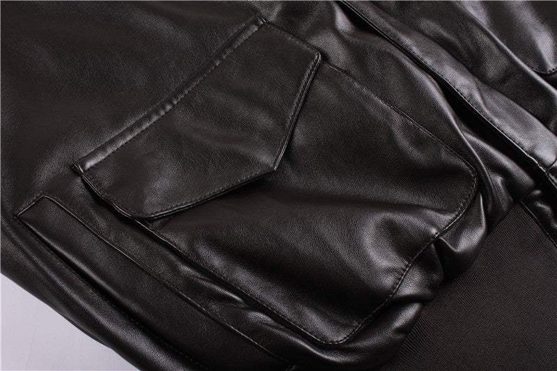 2023 Winter Vintage A2 leather jacket men streetwear Removable fur flight motorcycle bomber padded air force coat