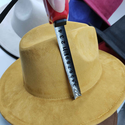 Chapéu Fedora Novo de Camurça 2023 Masculino e Feminino Outono Chapéu Panamá Jazz Estilo Britânico Elegante Retrô Fedora Chapéu de Aba Larga